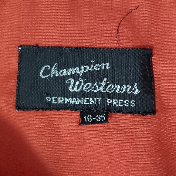 Champion Westerns Vintage Long Sleeve Button-Up Red Shirt Pearlescent Snaps - Picture 4 of 6